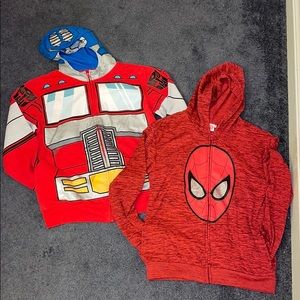 Boys zip up Spider-Man & Transformer hoodies sz L